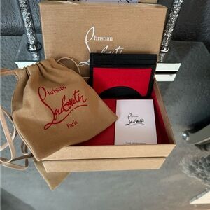 M Kios Christia Louboutin card wallet calfskin leather - new